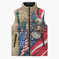 USA Eagle Statue of Liberty Sleeveless Puffer Jacket American Patriotic Spirit - Wonder Print Shop