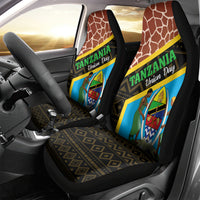 Tanzania Union Day 2024 Car Seat Cover Uhuru na Umoja Giraffe Pattern - Wonder Print Shop