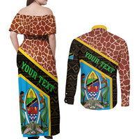 Tanzania Union Day 2024 Couples Matching Off Shoulder Maxi Dress and Long Sleeve Button Shirt Uhuru na Umoja Giraffe Pattern - Wonder Print Shop