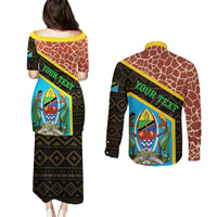 Tanzania Union Day 2024 Couples Matching Puletasi and Long Sleeve Button Shirt Uhuru na Umoja Giraffe Pattern - Wonder Print Shop