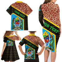 Tanzania Union Day 2024 Family Matching Long Sleeve Bodycon Dress and Hawaiian Shirt Uhuru na Umoja Giraffe Pattern - Wonder Print Shop