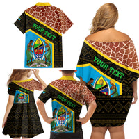 Tanzania Union Day 2024 Family Matching Off Shoulder Short Dress and Hawaiian Shirt Uhuru na Umoja Giraffe Pattern - Wonder Print Shop
