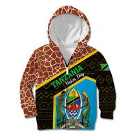 Tanzania Union Day 2024 Kid Hoodie Uhuru na Umoja Giraffe Pattern - Wonder Print Shop