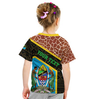 Tanzania Union Day 2024 Kid T Shirt Uhuru na Umoja Giraffe Pattern - Wonder Print Shop