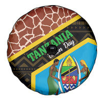 Tanzania Union Day 2024 Spare Tire Cover Uhuru na Umoja Giraffe Pattern - Wonder Print Shop
