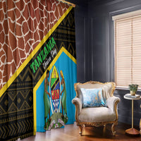 Tanzania Union Day 2024 Window Curtain Uhuru na Umoja Giraffe Pattern - Wonder Print Shop