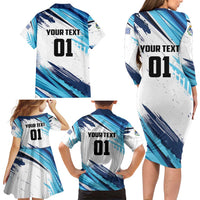Uruguay Basketball Custom Family Matching Long Sleeve Bodycon Dress and Hawaiian Shirt Charruas Go Champion