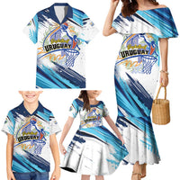 Uruguay Basketball Custom Family Matching Mermaid Dress and Hawaiian Shirt Charruas Go Champion
