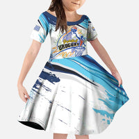 Uruguay Basketball Custom Family Matching Off Shoulder Maxi Dress and Hawaiian Shirt Charruas Go Champion