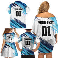 Uruguay Basketball Custom Family Matching Off Shoulder Short Dress and Hawaiian Shirt Charruas Go Champion