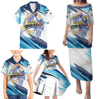 Uruguay Basketball Custom Family Matching Puletasi and Hawaiian Shirt Charruas Go Champion