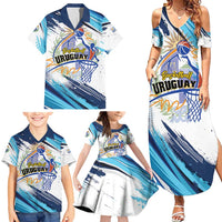Uruguay Basketball Custom Family Matching Summer Maxi Dress and Hawaiian Shirt Charruas Go Champion