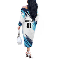 Uruguay Basketball Custom Off The Shoulder Long Sleeve Dress Charruas Go Champion