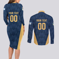 Argentina Basketball Custom Couples Matching Long Sleeve Bodycon Dress and Long Sleeve Button Shirt Go El Alma Argentina
