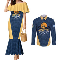 Argentina Basketball Custom Couples Matching Mermaid Dress and Long Sleeve Button Shirt Go El Alma Argentina