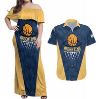 Argentina Basketball Custom Couples Matching Off Shoulder Maxi Dress and Hawaiian Shirt Go El Alma Argentina
