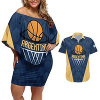 Argentina Basketball Custom Couples Matching Off Shoulder Short Dress and Hawaiian Shirt Go El Alma Argentina
