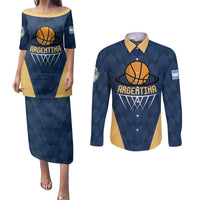Argentina Basketball Custom Couples Matching Puletasi and Long Sleeve Button Shirt Go El Alma Argentina