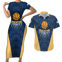 Argentina Basketball Custom Couples Matching Short Sleeve Bodycon Dress and Hawaiian Shirt Go El Alma Argentina