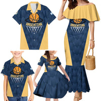Argentina Basketball Custom Family Matching Mermaid Dress and Hawaiian Shirt Go El Alma Argentina