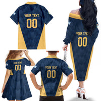 Argentina Basketball Custom Family Matching Off The Shoulder Long Sleeve Dress and Hawaiian Shirt Go El Alma Argentina