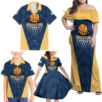 Argentina Basketball Custom Family Matching Off Shoulder Maxi Dress and Hawaiian Shirt Go El Alma Argentina
