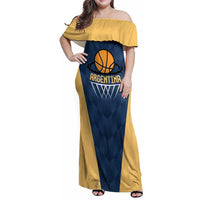 Argentina Basketball Custom Family Matching Off Shoulder Maxi Dress and Hawaiian Shirt Go El Alma Argentina