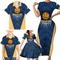 Argentina Basketball Custom Family Matching Short Sleeve Bodycon Dress and Hawaiian Shirt Go El Alma Argentina