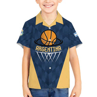 Argentina Basketball Custom Family Matching Short Sleeve Bodycon Dress and Hawaiian Shirt Go El Alma Argentina