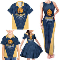 Argentina Basketball Custom Family Matching Tank Maxi Dress and Hawaiian Shirt Go El Alma Argentina