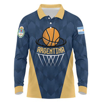 Argentina Basketball Custom Long Sleeve Polo Shirt Go El Alma Argentina