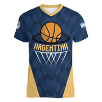 Argentina Basketball Custom Women V-Neck T-Shirt Go El Alma Argentina