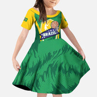 Brazil Basketball Custom Family Matching Long Sleeve Bodycon Dress and Hawaiian Shirt Come On Brasil Cariocas