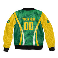 Brazil Basketball Custom Sleeve Zip Bomber Jacket Come On Brasil Cariocas
