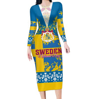 Sweden National Day 2024 Family Matching Long Sleeve Bodycon Dress and Hawaiian Shirt Svenska Flaggans Dag - Wonder Print Shop