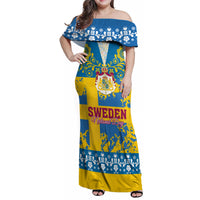 Sweden National Day 2024 Family Matching Off Shoulder Maxi Dress and Hawaiian Shirt Svenska Flaggans Dag - Wonder Print Shop