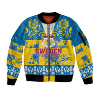Sweden National Day 2024 Sleeve Zip Bomber Jacket Svenska Flaggans Dag - Wonder Print Shop