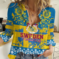 Sweden National Day 2024 Women Casual Shirt Svenska Flaggans Dag - Wonder Print Shop