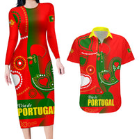 Portugal Day 2024 Couples Matching Long Sleeve Bodycon Dress and Hawaiian Shirt de Camoes e das Comunidades Portuguesas - Wonder Print Shop