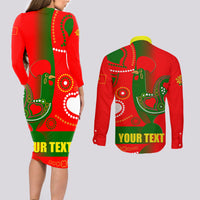 Portugal Day 2024 Couples Matching Long Sleeve Bodycon Dress and Long Sleeve Button Shirt de Camoes e das Comunidades Portuguesas - Wonder Print Shop