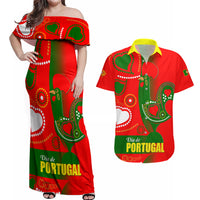 Portugal Day 2024 Couples Matching Off Shoulder Maxi Dress and Hawaiian Shirt de Camoes e das Comunidades Portuguesas - Wonder Print Shop