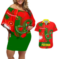 Portugal Day 2024 Couples Matching Off Shoulder Short Dress and Hawaiian Shirt de Camoes e das Comunidades Portuguesas - Wonder Print Shop
