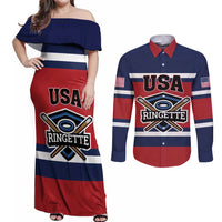 Custom USA 2025 Ringette Couples Matching Off Shoulder Maxi Dress and Long Sleeve Button Shirt Go Champion Team Ringette USA