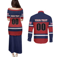Custom USA 2025 Ringette Couples Matching Puletasi and Long Sleeve Button Shirt Go Champion Team Ringette USA