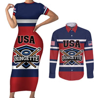 Custom USA 2025 Ringette Couples Matching Short Sleeve Bodycon Dress and Long Sleeve Button Shirt Go Champion Team Ringette USA