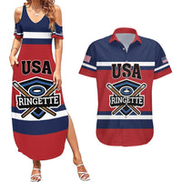 Custom USA 2025 Ringette Couples Matching Summer Maxi Dress and Hawaiian Shirt Go Champion Team Ringette USA