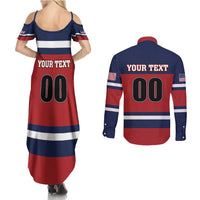 Custom USA 2025 Ringette Couples Matching Summer Maxi Dress and Long Sleeve Button Shirt Go Champion Team Ringette USA