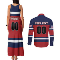 Custom USA 2025 Ringette Couples Matching Tank Maxi Dress and Long Sleeve Button Shirt Go Champion Team Ringette USA