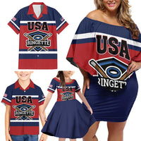 Custom USA 2025 Ringette Family Matching Off Shoulder Short Dress and Hawaiian Shirt Go Champion Team Ringette USA