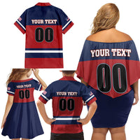 Custom USA 2025 Ringette Family Matching Off Shoulder Short Dress and Hawaiian Shirt Go Champion Team Ringette USA
